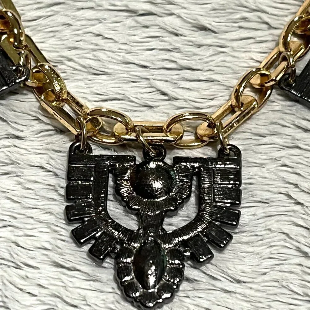 Stella & Dot Art Deco 1920's Rhinestone Two-Tone Statement Bib Necklace Retired